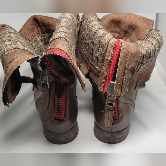 Steve Madden Cablee foldover combat Boots size 6 1/2 brown red zipper - Picture 4 of 11